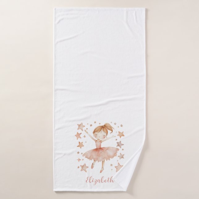 Ballerina Personalise Name Girly Strawberry Blonde Bath Towel (Bath Towel)
