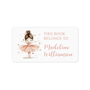 Ballerina Personalised Girly Book Plate Name Label