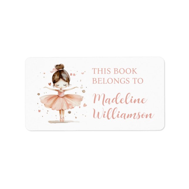 Ballerina Personalised Girly Book Plate Name Label (Front)