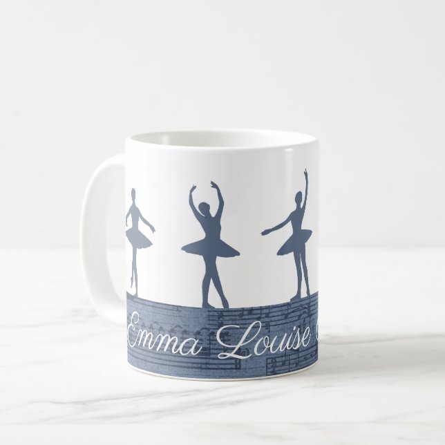Ballerina Personalised Name Ballet Coffee Mug (Front Left)