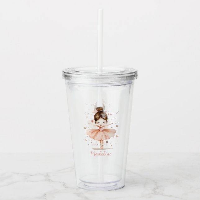 Ballerina Personalised Name Girly Acrylic Tumbler (Front)
