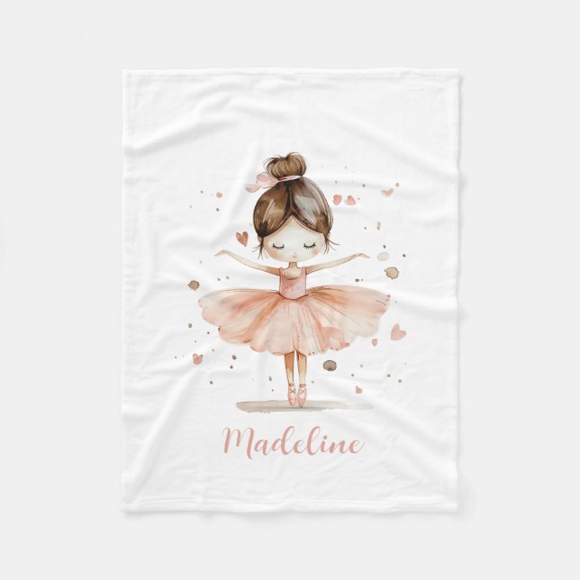 Ballerina Personalised Name Girly Fleece Blanket (Front)