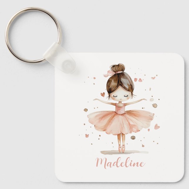 Ballerina Personalised Name Girly Key Ring (Front)