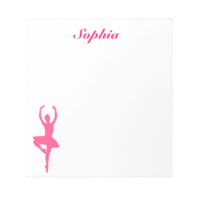 Ballerina Personalised Notepad (pink) (Front)