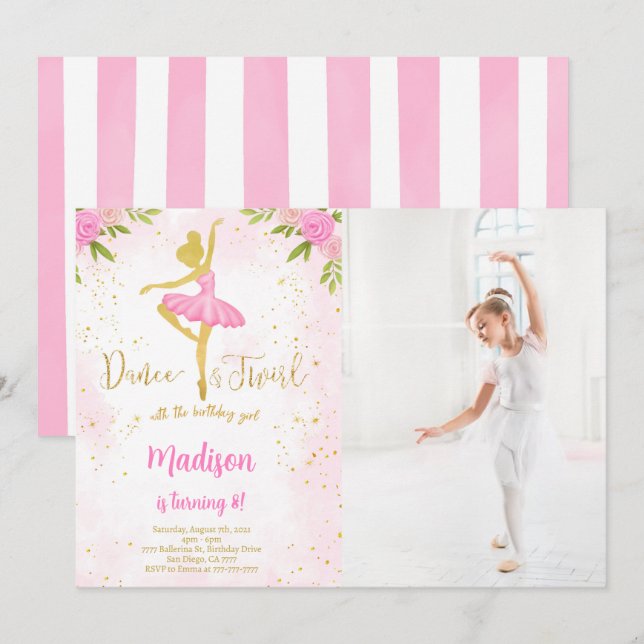 Ballerina Photo Invitation  (Front/Back)