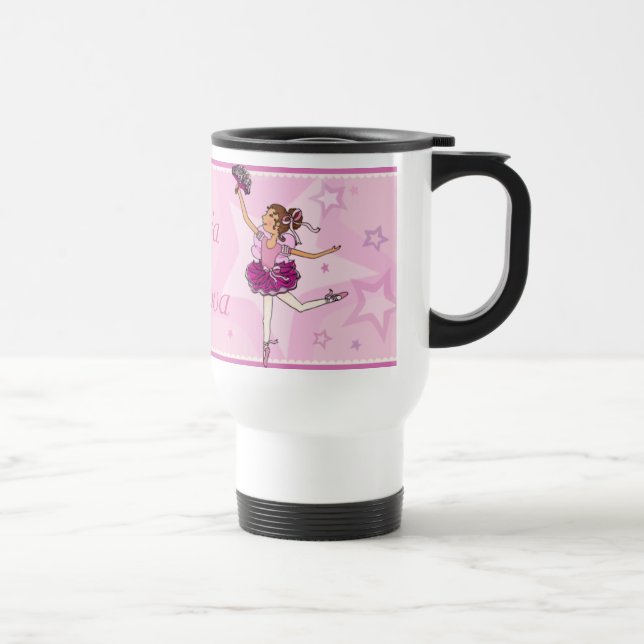 Ballerina pink auburn hair girl ballet class mug (Right)