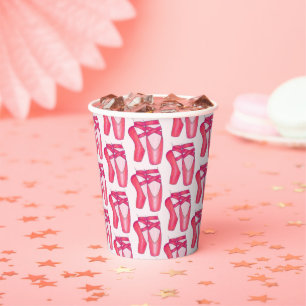 Ballerina Pink Ballet Dance Recital Toe Shoes Paper Cups