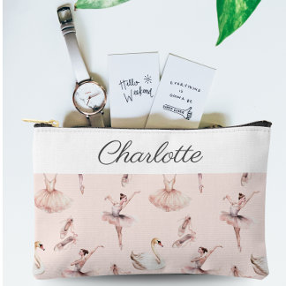 Ballerina Pink Ballet Shoes Personalised Name Accessory Pouch
