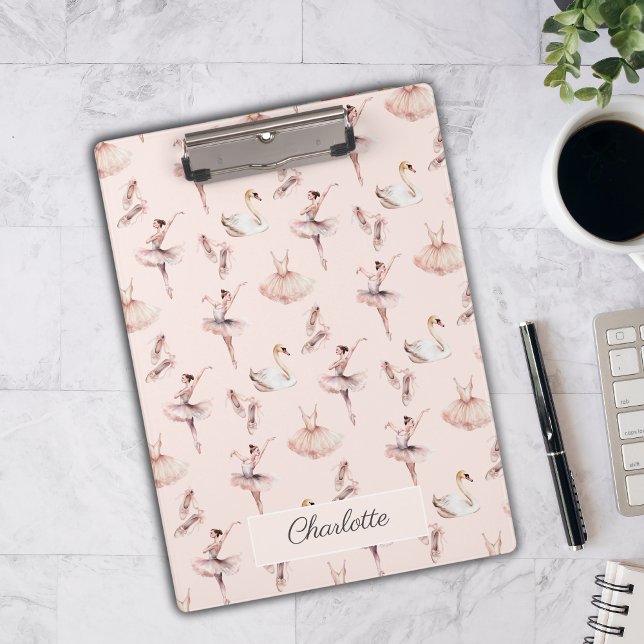 Ballerina Pink Ballet Shoes Personalised Name Clipboard (Creator Uploaded)