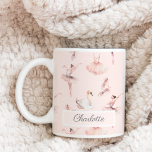 Ballerina Pink Ballet Shoes Personalised Name Coffee Mug