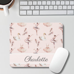 Ballerina Pink Ballet Shoes Personalised Name Mouse Mat