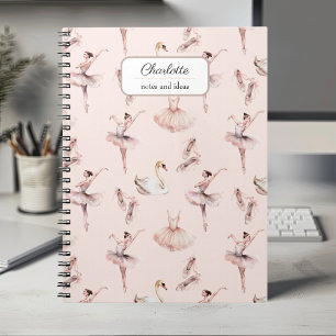 Ballerina Pink Ballet Shoes Personalised Name Notebook