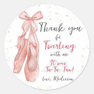 Ballerina Pink Ballet Slippers favour Classic Round Sticker