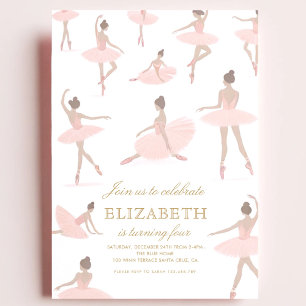 Ballerina Pink Birthday Invitation