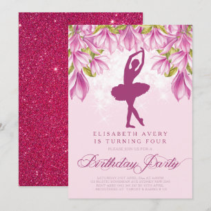 Ballerina Pink Birthday Invitation