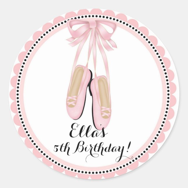 Ballerina Pink Birthday Party Favour Stickers (Front)