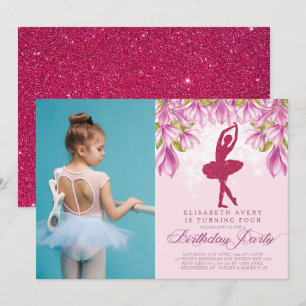 Ballerina Pink Birthday Photo Invitation