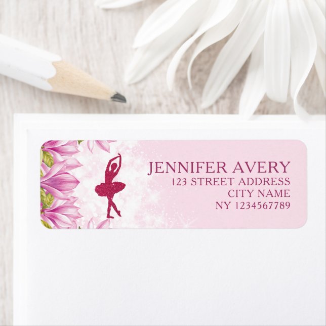 Ballerina Pink Birthday  Return Address Label (Insitu)