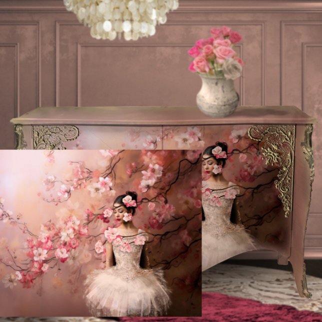Ballerina Pink Blossom Tree Portrait Art Tissue Paper (Creator Uploaded)