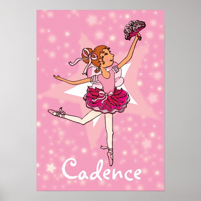 Ballerina pink dancer girl star "name" poster (Front)