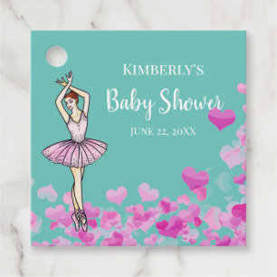 Ballerina Pink Dress with Hearts Baby Shower Favour Tags