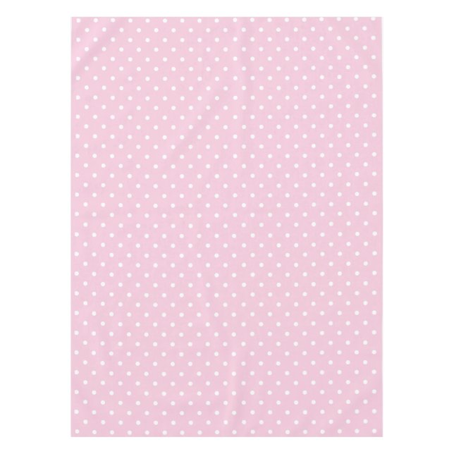 Ballerina pink floral white polka dots tablecloth (Front)