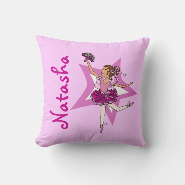 Ballerina pink - girls custom name pillow (Front)