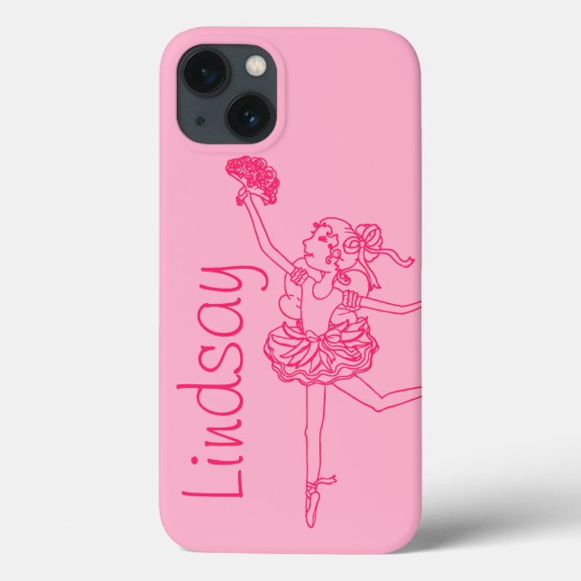 Ballerina pink girls name personalised ipad case (Back)