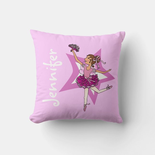 Ballerina pink - girls "your name" pillow (Front)