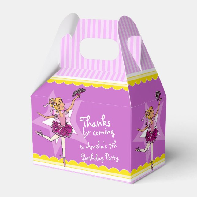 Ballerina pink purple birthday favour box (Front Side)