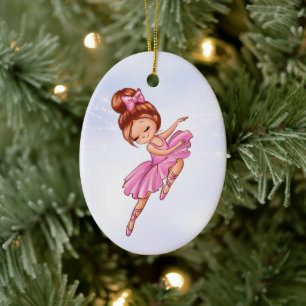 Ballerina Pink, Purple Pretty Ballet Christmas Ceramic Tree Decoration