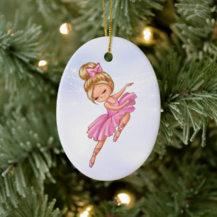 Ballerina Pink, Purple Pretty Ballet Christmas Ceramic Tree Decoration