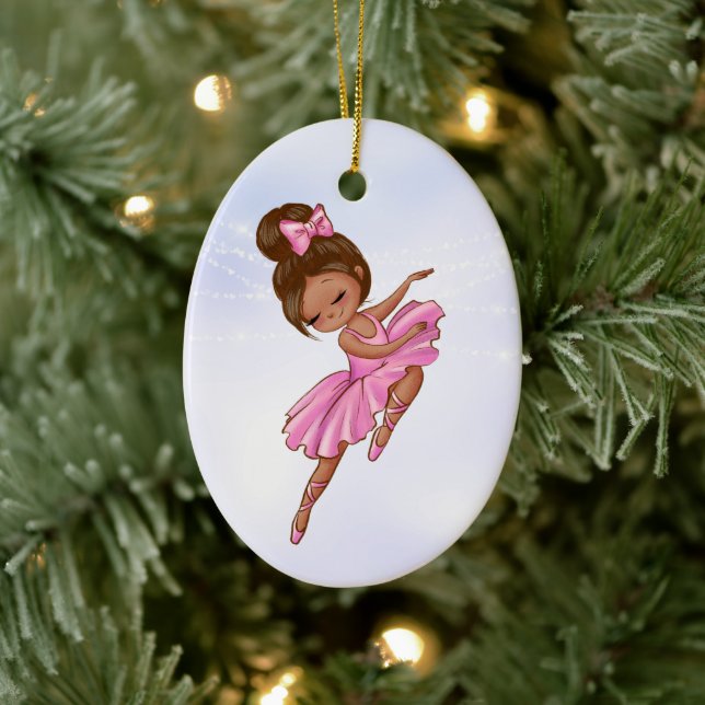 Ballerina Pink, Purple Pretty Ballet Christmas Ceramic Tree Decoration (Tree)