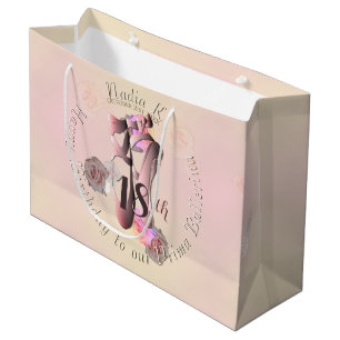 Ballerina Pink Toe Shoes Large Gift Bag