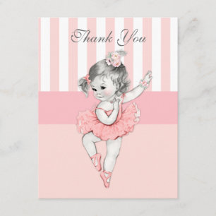 Ballerina Pink Tutu Stripes Flowers Lace Thank You
