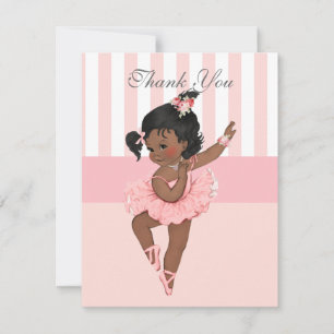 Ballerina Pink Tutu Stripes Flowers Lace Thank You Card