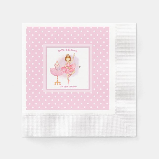 Ballerina pink white polka dots napkin (Front)