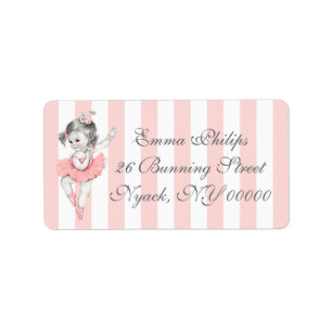 Ballerina Pink White Stripe Ballet Label