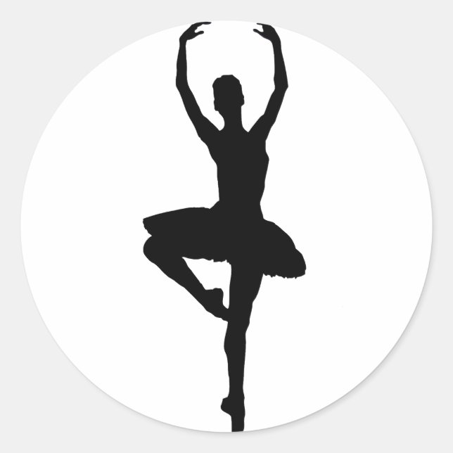 BALLERINA PIROUETTE (ballet dance silhouette) ~~ Classic Round Sticker (Front)