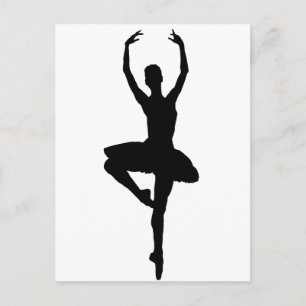 BALLERINA PIROUETTE (ballet dance silhouette) ~~ Postcard