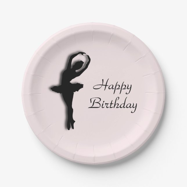 Ballerina Pirouette in Garden Green Paper Plate (Front)