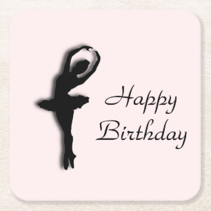 Ballerina Pirouette in Garden Green Square Paper Coaster