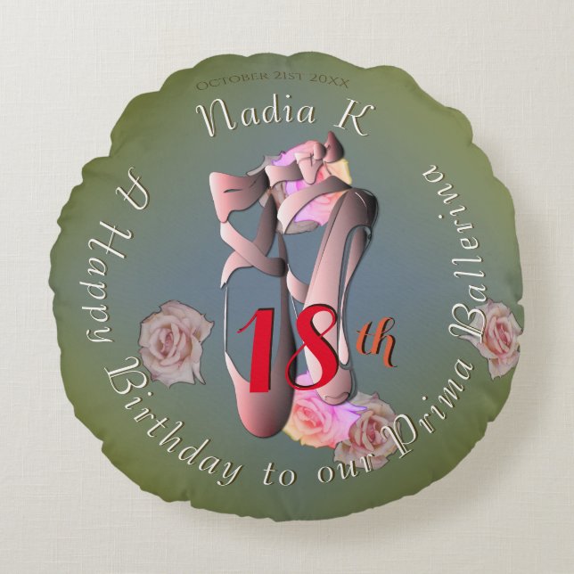 Ballerina Pointe Retro Round Cushion (Front)