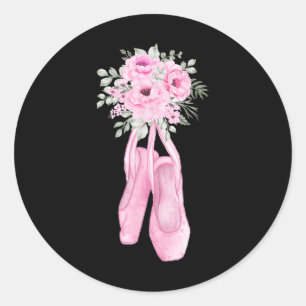 Ballerina Pointe Shoes Flowers Ballet Dancer Sprin Classic Round Sticker