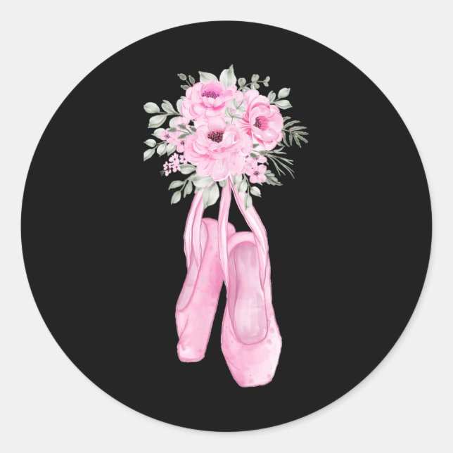 Ballerina Pointe Shoes Flowers Ballet Dancer Sprin Classic Round Sticker (Front)