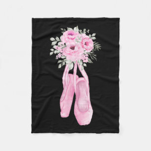 Ballerina Pointe Shoes Flowers Ballet Dancer Sprin Fleece Blanket