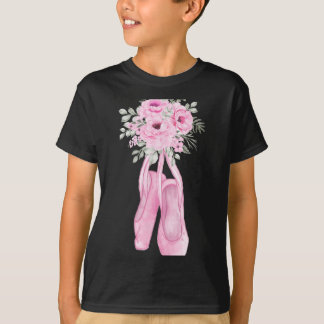 Ballerina Pointe Shoes Flowers Ballet Dancer Sprin T-Shirt