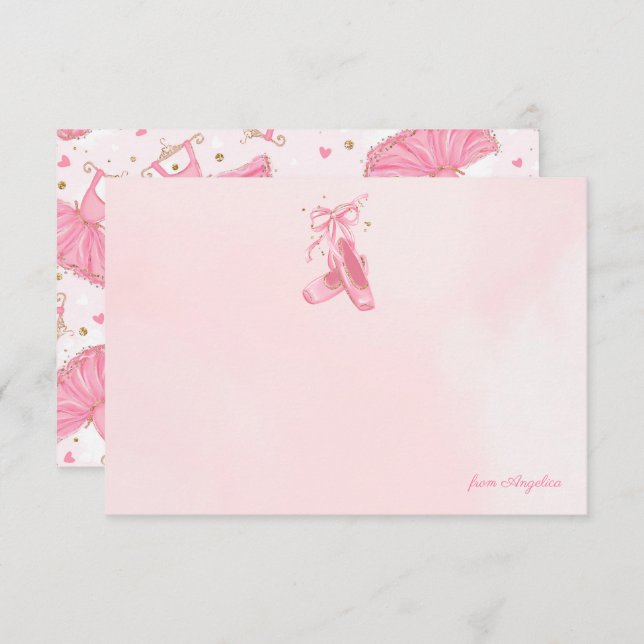 Ballerina Pointe Shoes Tutu Personalised Note Card (Front/Back)