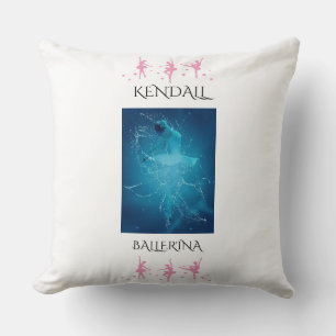 Ballerina polyester throw pillow with custom name.