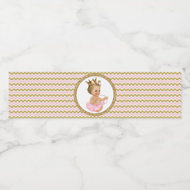 Ballerina Princess Baby Shower Water Bottle Labels (Single Label)